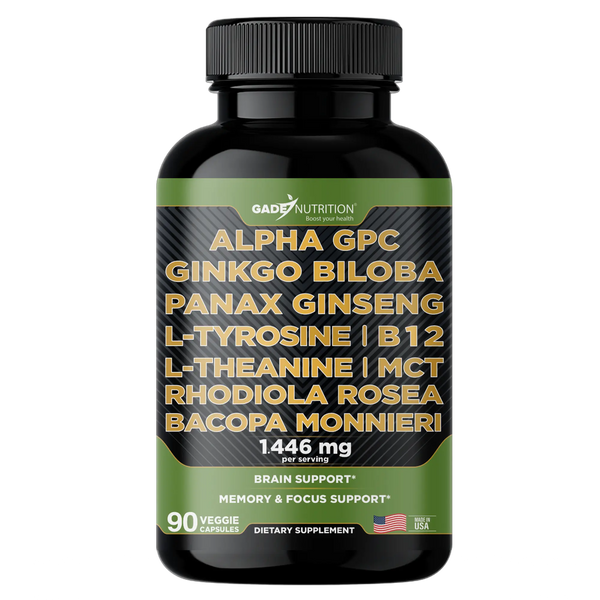 alpha gpc ltheanine ltyrosine mct b12 bacopa ginseng ginkgo rhodiola