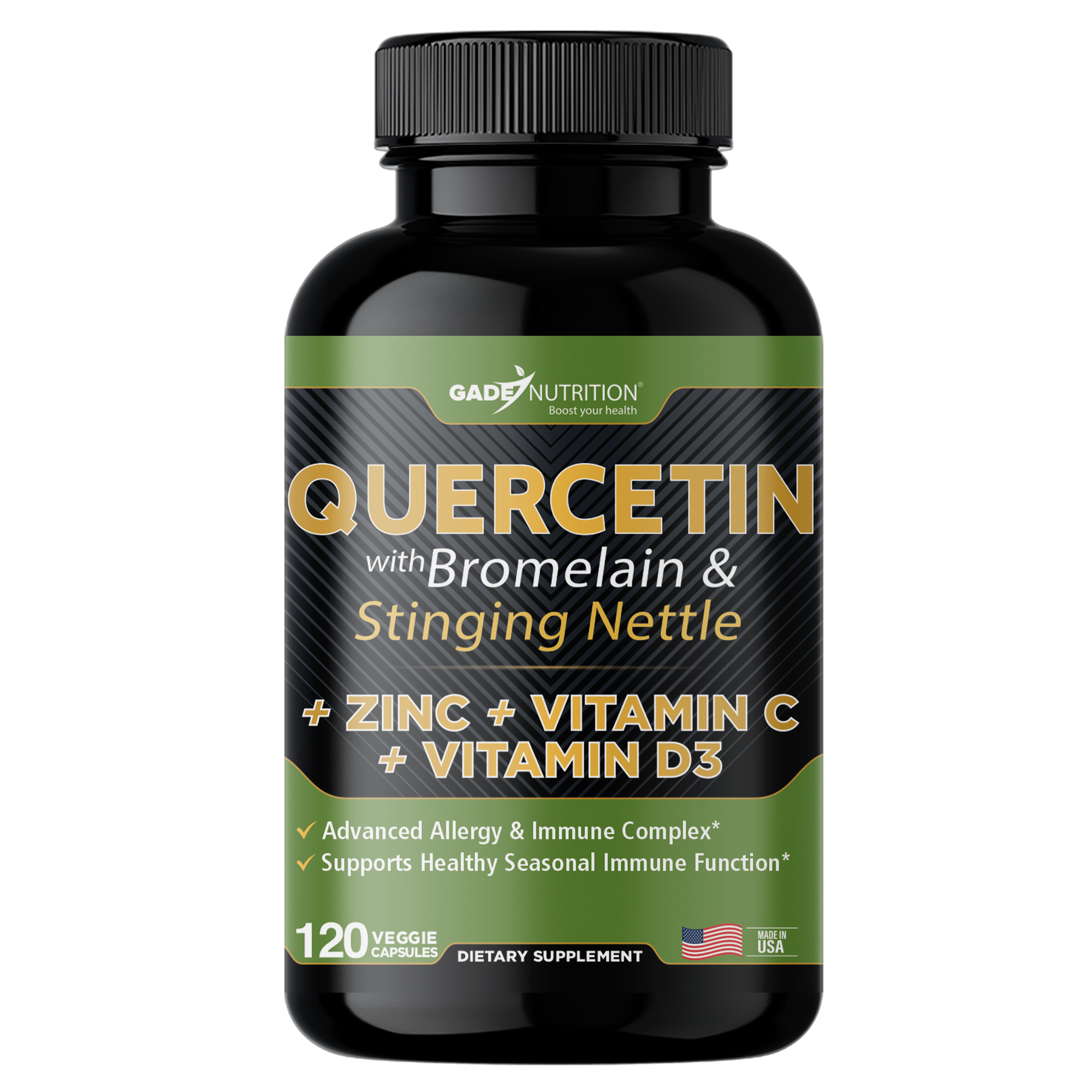 Quercetin with Bromelain & Stinging Nettle + Zinc, Vitamin C and Vitamin D3