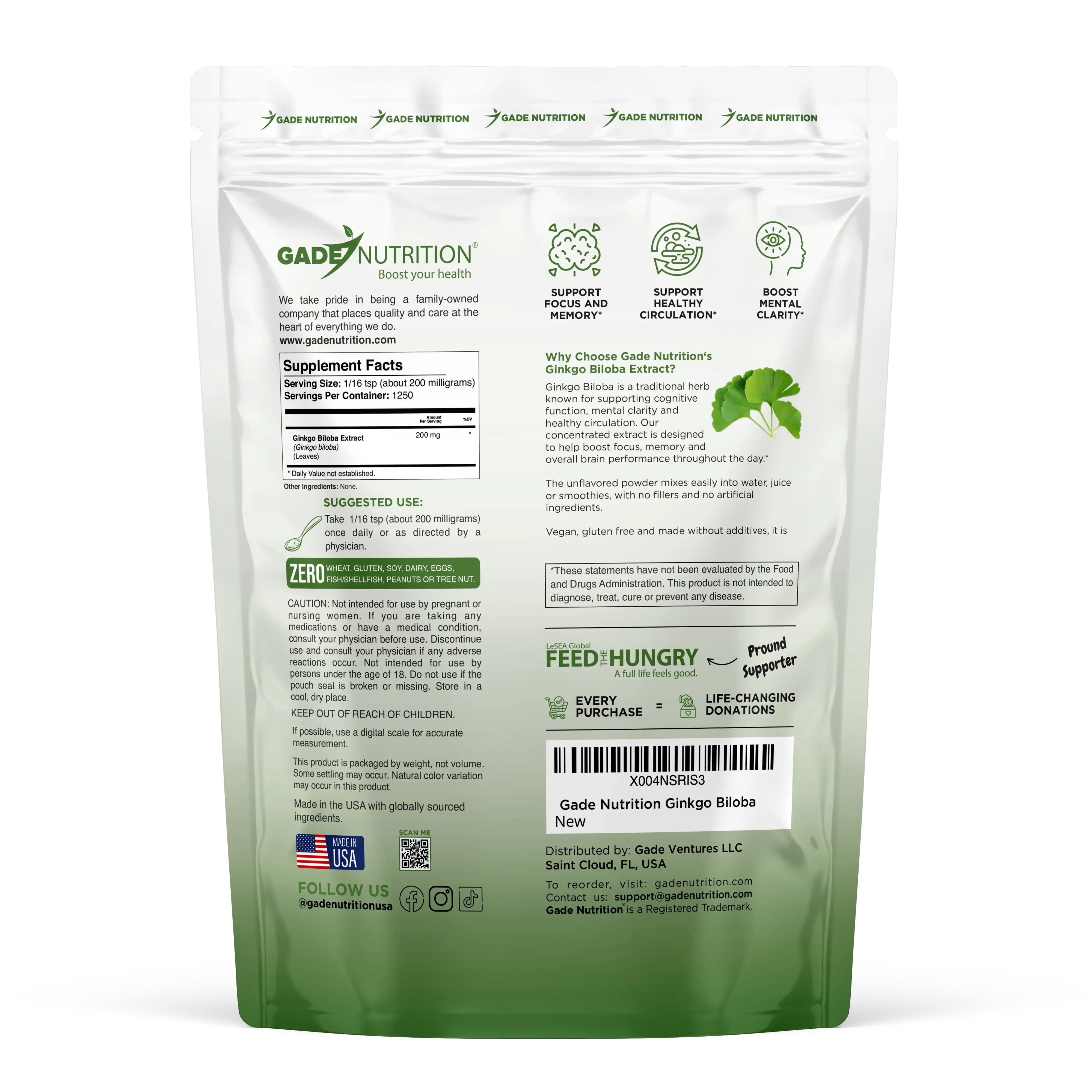 Ginkgo Biloba Extract Gade Nutrition