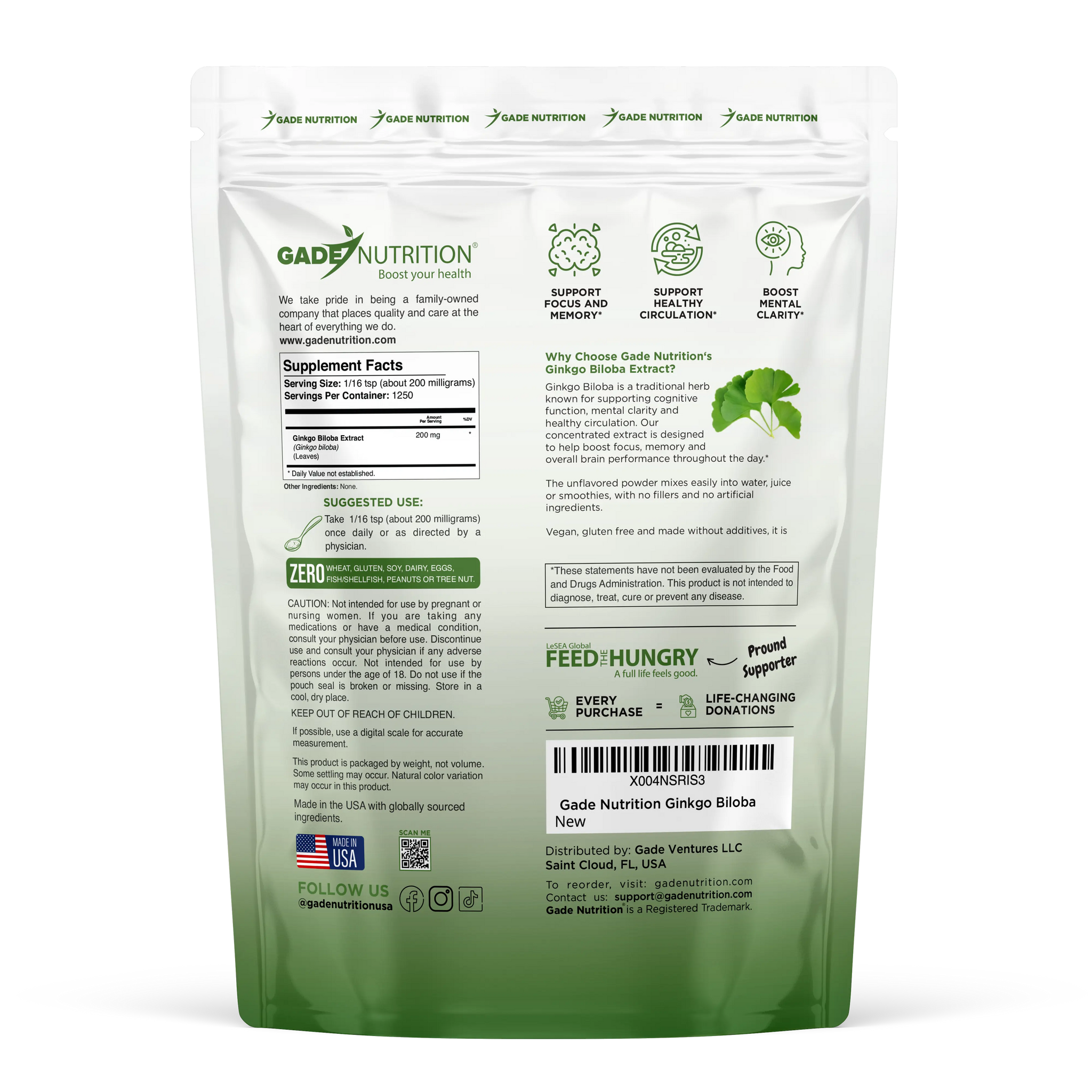 Ginkgo Biloba Extract Gade Nutrition