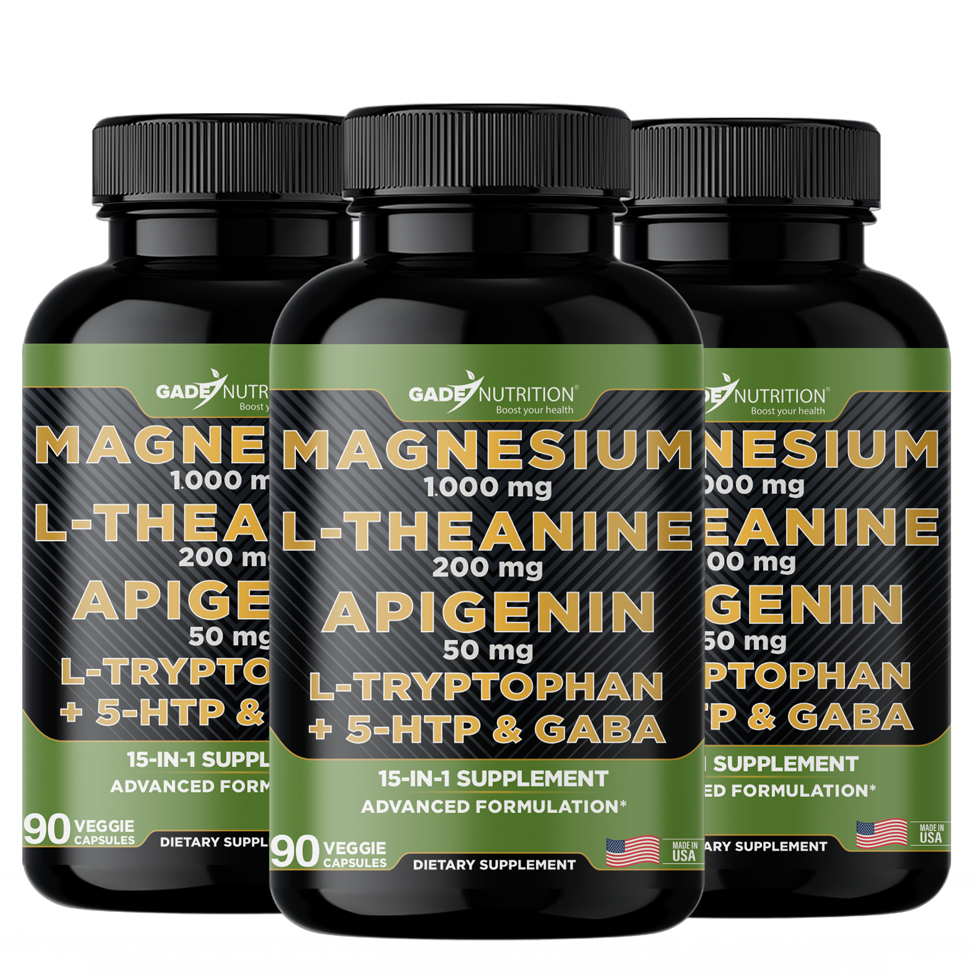 Magnesium, L-Theanine, Apigenin, L-Tryptophan, 5HTP & GABA