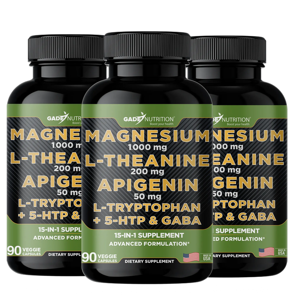 Magnesium with L Theanine, Apigenin,  L Tryptophan, 5 HTP, GABA, Blend 18-in-1 - Gade Nutrition