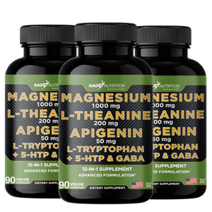 Magnesium with L Theanine, Apigenin,  L Tryptophan, 5 HTP, GABA, Blend 18-in-1 - Gade Nutrition