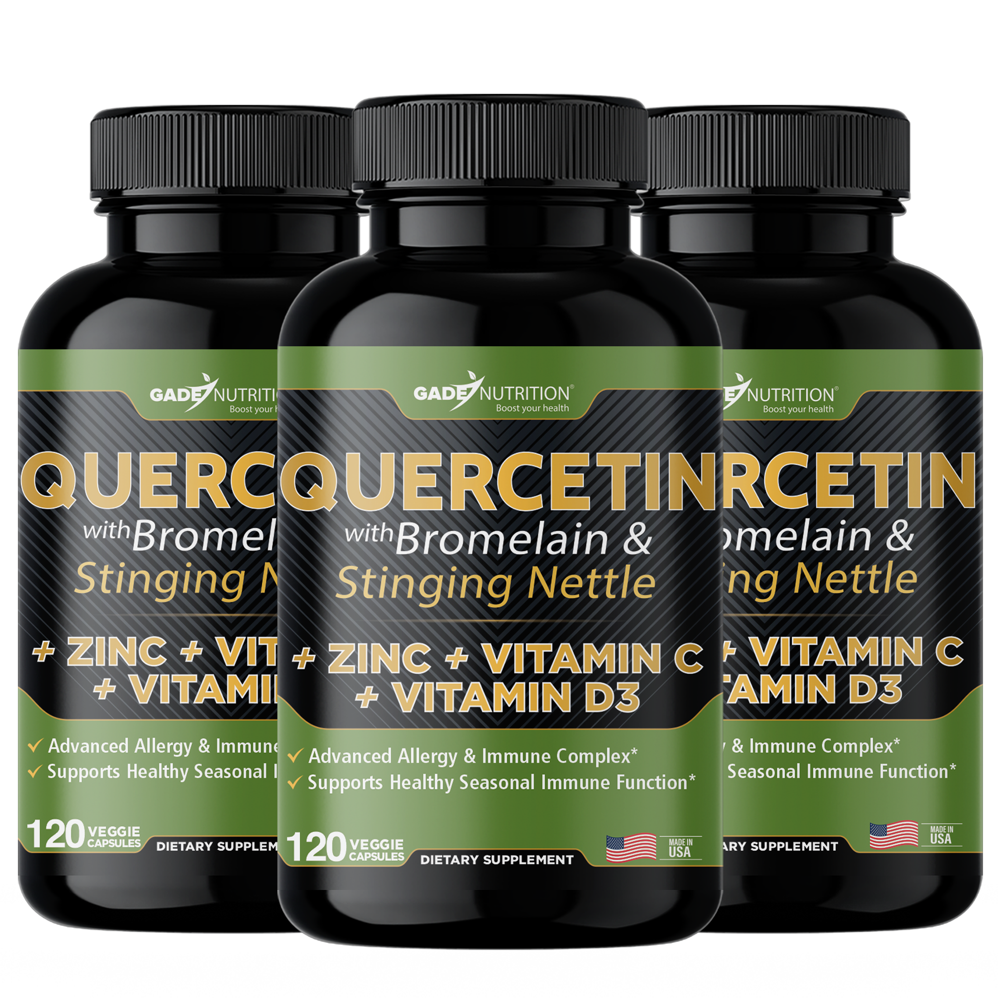 Quercetin with Bromelain & Stinging Nettle + Zinc, Vitamin C and Vitamin D3