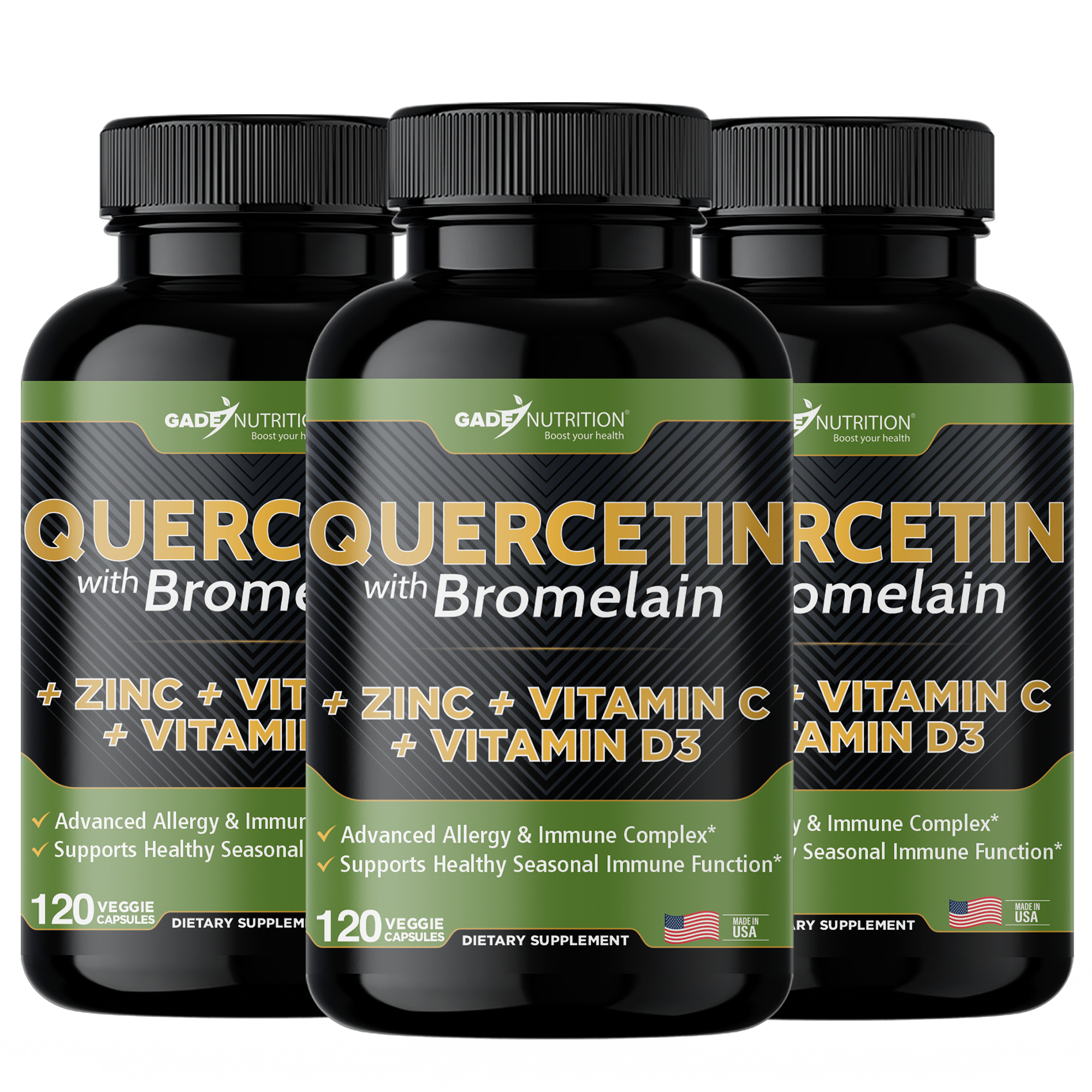 Quercetin with Bromelain + Vitamin C, D3 and Zinc