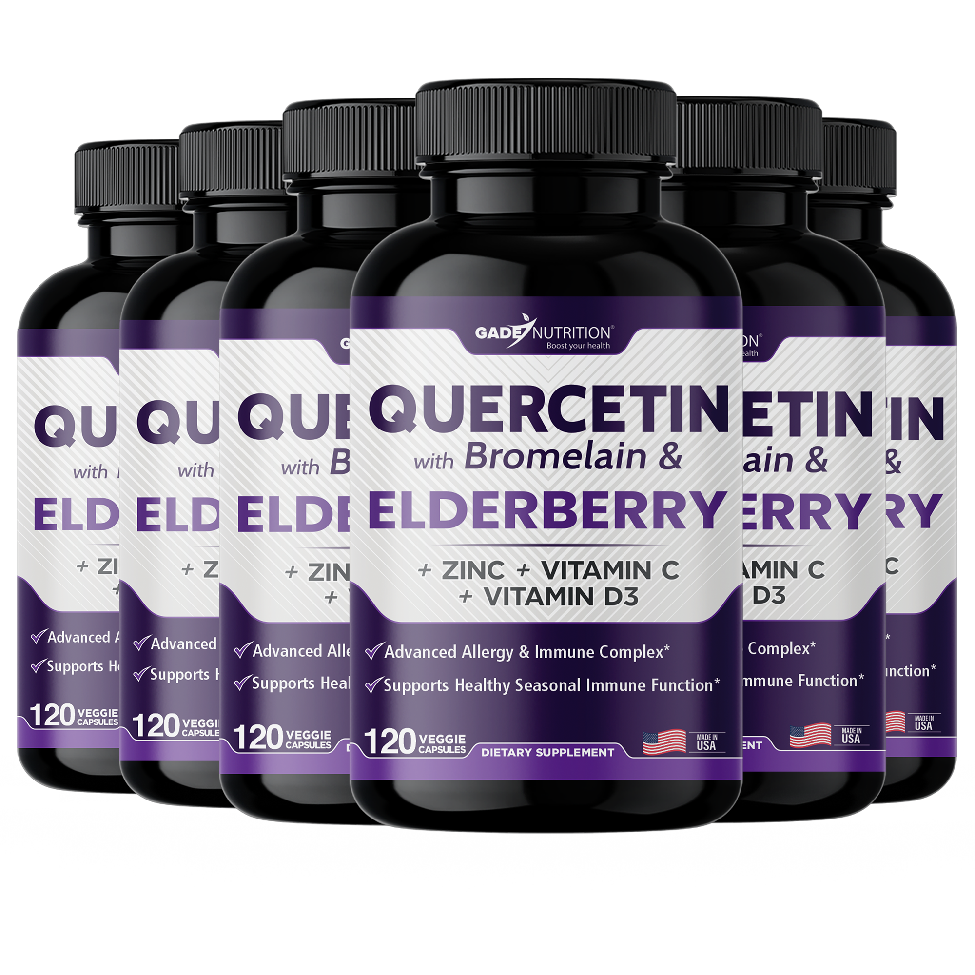 Quercetin with Bromelain & Elderberry + Zinc, Vitamin C and Vitamin D3