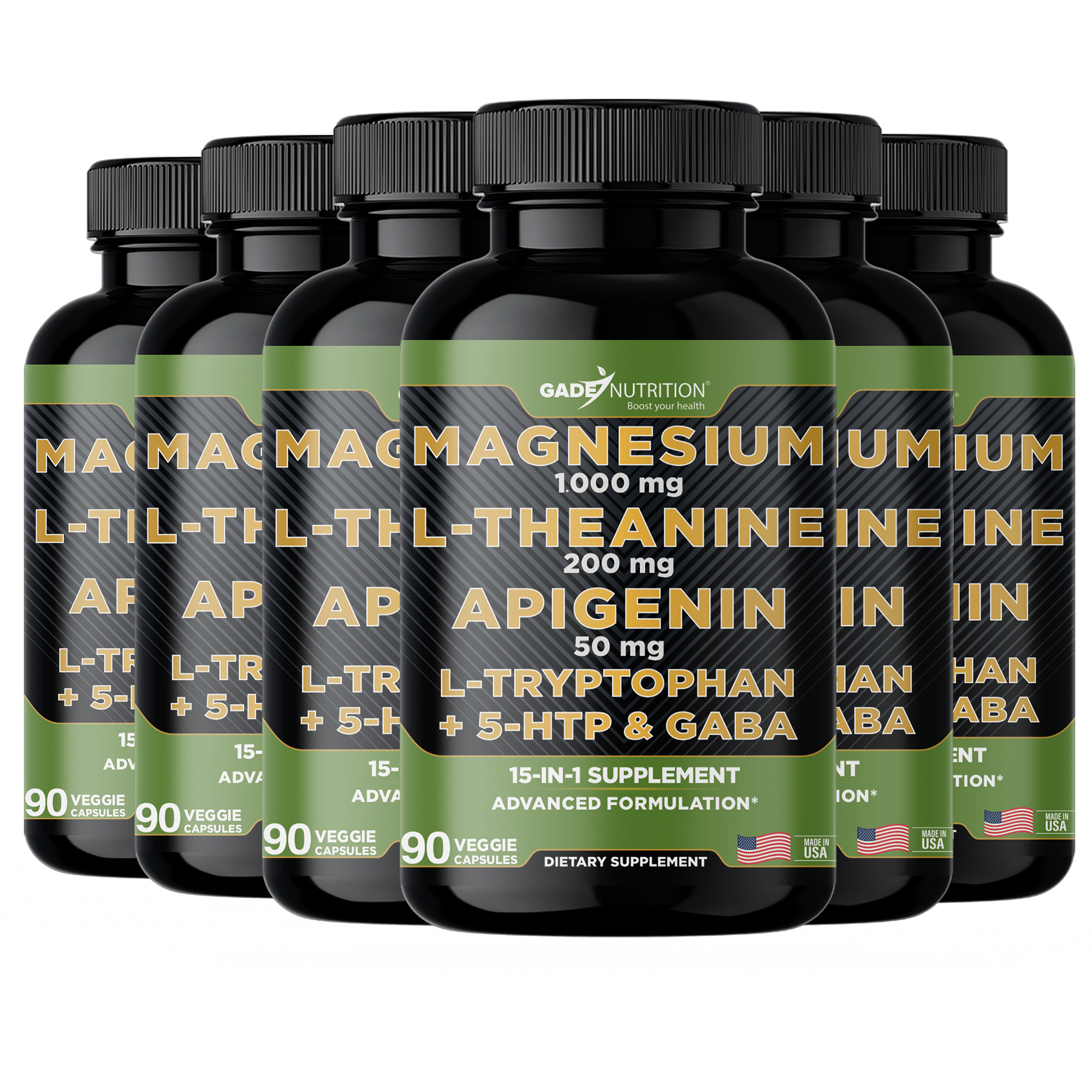 Magnesium, L-Theanine, Apigenin, L-Tryptophan, 5HTP & GABA