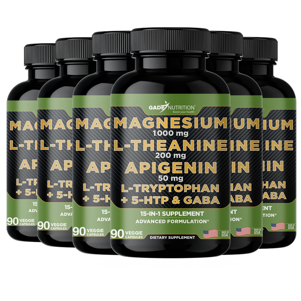Magnesium with L Theanine, Apigenin,  L Tryptophan, 5 HTP, GABA, Blend 18-in-1 - Gade Nutrition