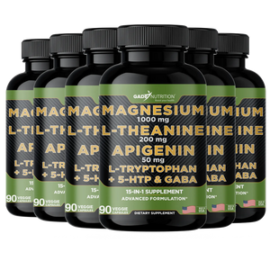 Magnesium with L Theanine, Apigenin,  L Tryptophan, 5 HTP, GABA, Blend 18-in-1 - Gade Nutrition