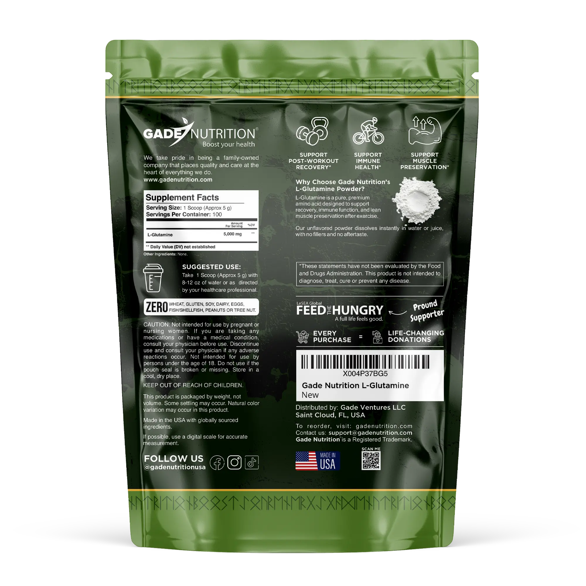Warrior Recover - L-Glutamine Gade Nutrition
