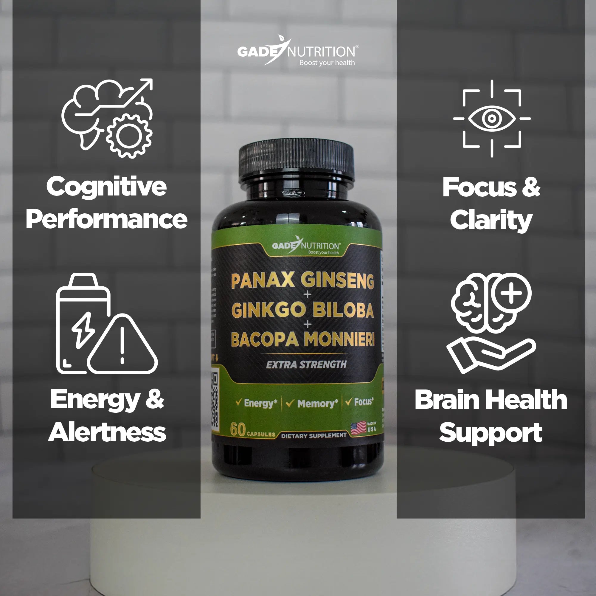 Panax Ginseng with Ginkgo Biloba & Bacopa Monnieri Gade Nutrition