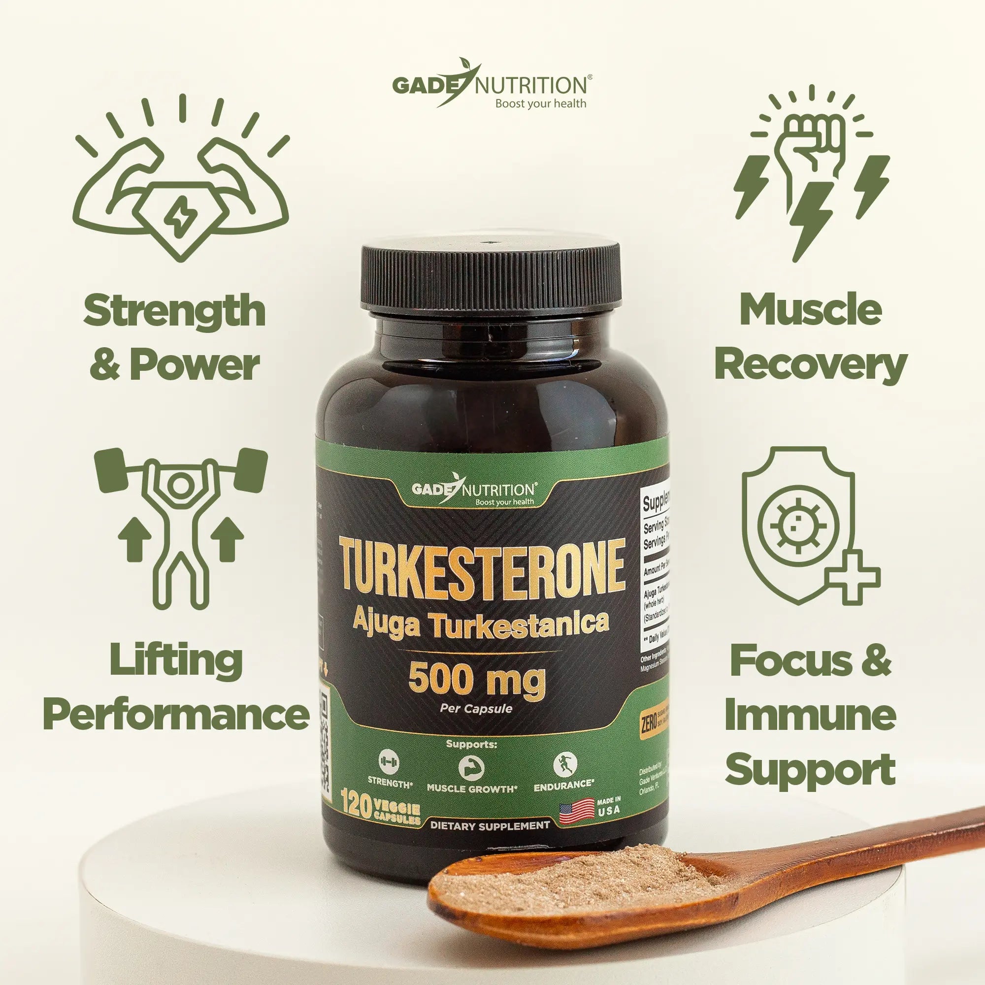 Turkesterone Supplement 500 mg GADE NUTRITION