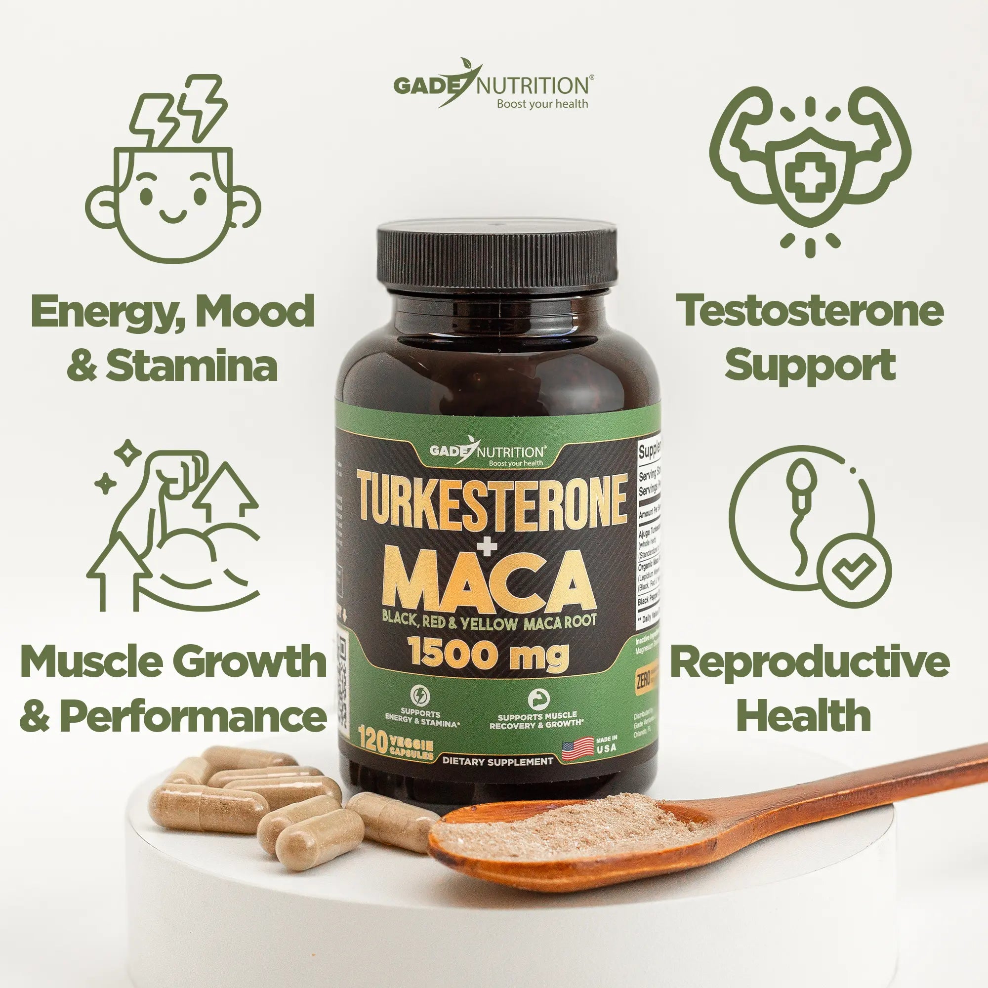 Turkesterone with Maca Root 1,500 mg GADE NUTRITION