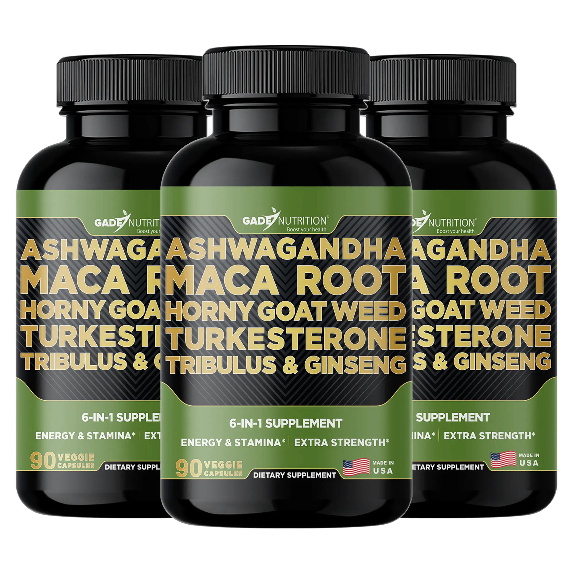 Ashwagandha 6-in-1 with Maca, Turkesterone, Tribulus, Ginseng & More GADE NUTRITION