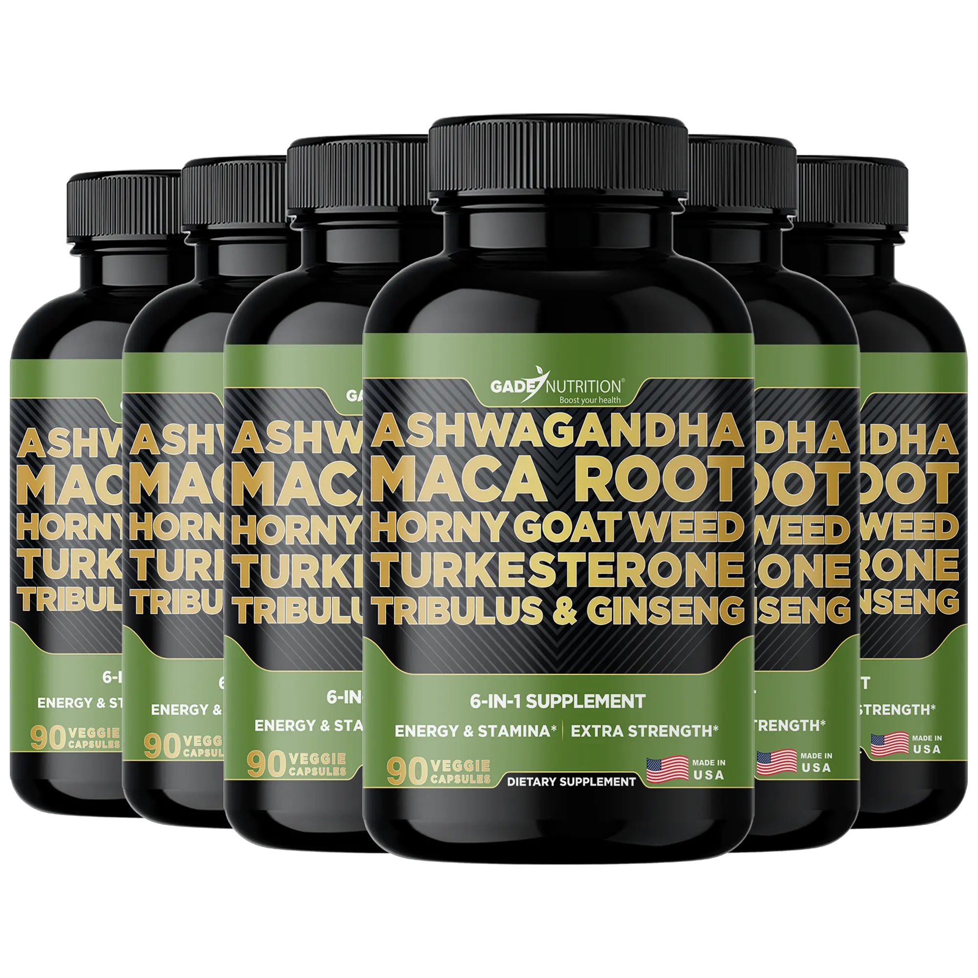 Ashwagandha 6-in-1 with Maca, Turkesterone, Tribulus, Ginseng & More GADE NUTRITION